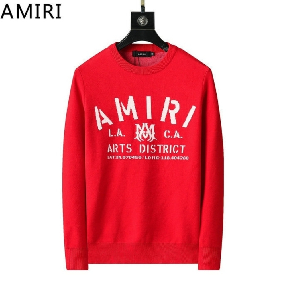 AMIRI Red Crewneck Men's Sweater: BOLD & BEAUTIFUL/LA BABYYY Also: BLACK & WHITE